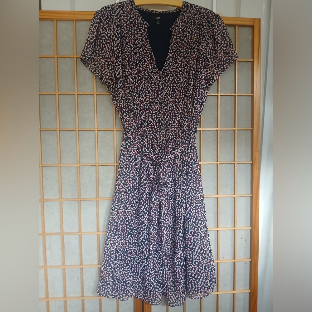 J.B.S. - Multicolored Print A-Line Midi Dress - Size 14